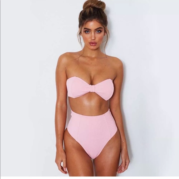 Other - Pink Barbie high waisted cheeky strapless bikini